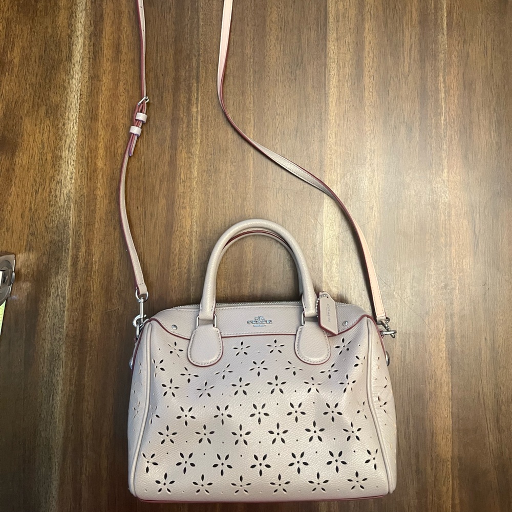 Coach Taupe Sparkle Leather Handbag